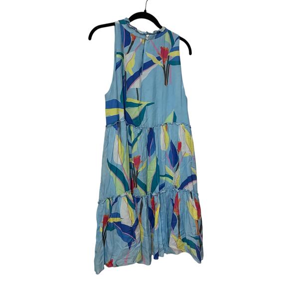 Tuckernuck Oliphant Blue Floral Tropical Ruffle Tiered Mini Dress Size Large - Picture 6 of 6